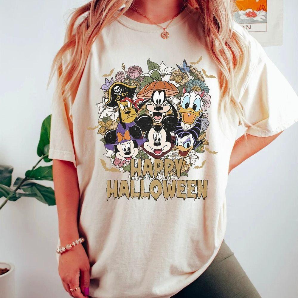 Vintage Floral Happy Halloween Disney Vuitino Apparel Vintage Floral Happy Halloween Disney Vuitino Apparel